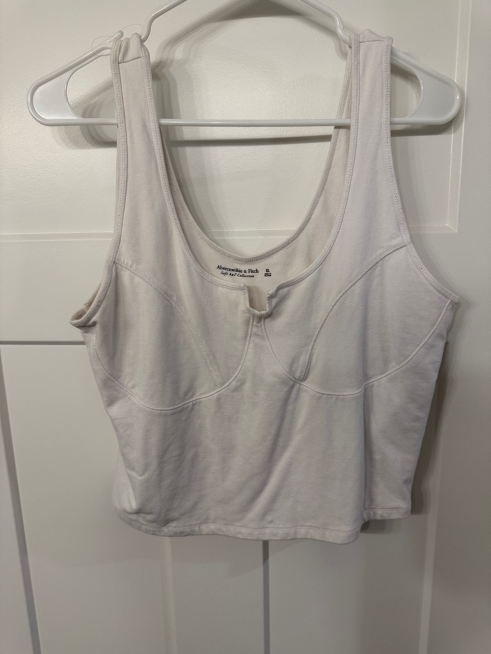 Abercrombie & Fitch White Scoop Bust-Detail Cropped Tank